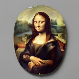 the mona lisa in the style of an ancient greek mask, glazed terracotta, 3 0 0 bc, metropolitan museum of art