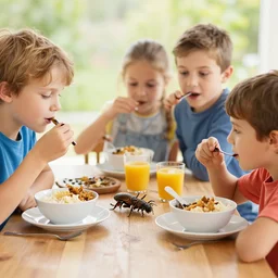 kids are excited to try eating insects for breakfast!