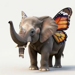 rhino with an elephant trunk and butterfly wings, 4 k, 8 k, photo