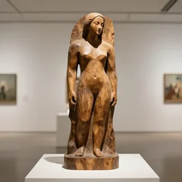 sculpture wooden in gallery of art