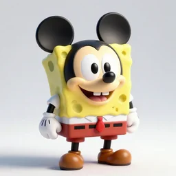 mickey mouse in the sponge bob shape, sharp focus, dynamic lighting, elegant harmony, masterpiece