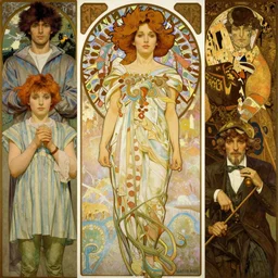 a beautiful painting of natalie portman by Alphonse Mucha and by yoshitaka Amano and by Mark Brooks and by gustav klimt and by john william waterhouse, Art Nouveau, Neo-Gothic, gothic, award winning painting, hyperdetailed, detailed
