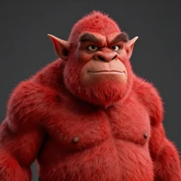 portrait of funny red ogre, unreal engine render, volumetric light, high détail