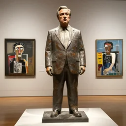 sculpture of rudy giuliani, basquiat, museum photo