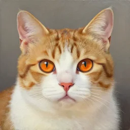 painting of a cat with orange eyes