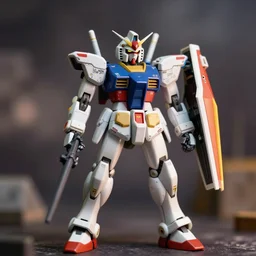 tilt shift photography, extereme dof, miniature gundam, bokeh, model