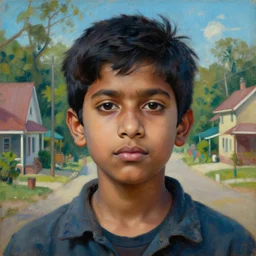 a beautiful cinematic masterpiece headshot portrait of a modern stoner indian boy in 2 1 st century suburban indian town, stoned, tripping, centered, head only, by by willem claesz. heda, by irving penn, by greg rutkowski, oil on canvas, ornate, suburban, brilliant cold lighting, detailed, no frames, 8 k