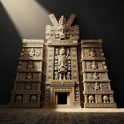 retrofuture in the Aztec civilization, line vector Art
