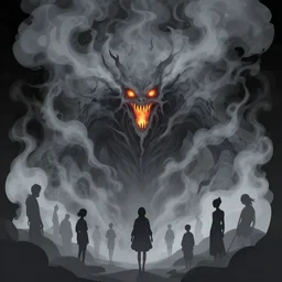 a beautiful terrifying monster of ash and smoke, eyes and mouth glowing like burning embers. ethereal horror fantasy art. clean cel shaded vector art. shutterstock. behance hd by lois van baarle, artgerm, helen huang, by makoto shinkai and ilya kuvshinov, rossdraws, illustration, art by ilya kuvshinov