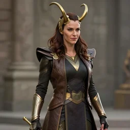 female loki in the style of hell boy, highly detailed, character concept, unreal engine 5, candid photography, by anne stokes