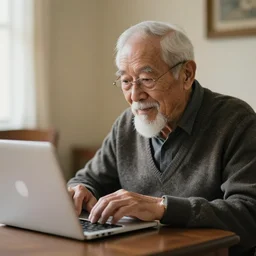 the oldest man in the world using a macbook