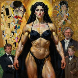 highly detailed oil painting of muscular female bodybuilder morticia adams as adepta sororita, very intricate, cinematic lighting, award - winning, the good spirit of god, by roberto ferri, by tom bagshaw, by j. c. leyendecker and klimt, beautiful cinematic light, american romanticism, by austin osman spare, artstation, cgsociety, official