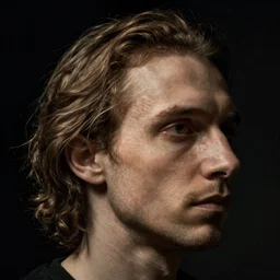 a man's face in profile, made of hair, in the style of the dutch masters and gregory crewdson, dark and moody