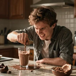 pov your dad is really mad at you because you dropped your glass of chocolate milk and it spilled everywhere in the kitchen, only god can help you now