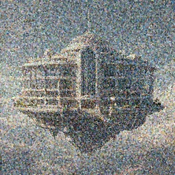 floating CIA headquarters in the sky, fantasy digital art,