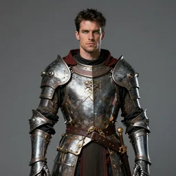 DND Portrait: Six foot one, 240 pound, white male, Dark Hair, Green Eyes, Muscular Paladin