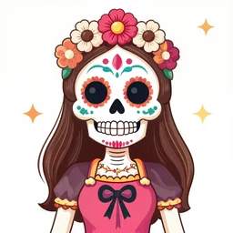 Illustration of a sugar skull day of the dead girl, art by Kenne Gregoire