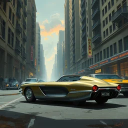 street scene, brutal architecture, retro futuristic concept cars, low profile tires, detailed chrome trim, jodhpurs greg manchess painting by sargent and leyendecker, cyberpunk 2 0 7 7 concept intricate elegant illustration forza, by greg rutkowski by greg tocchini by james gilleard
