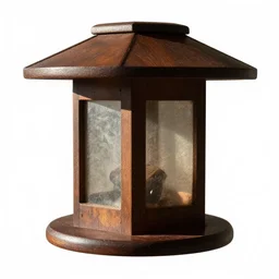 lacquered bird feeder, commercial catalog photo, isolated on a pure white background, centered, entire object in frame, sharp focus, soft studio lighting