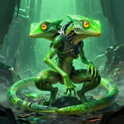 green cyberpunk with lizard aliens
