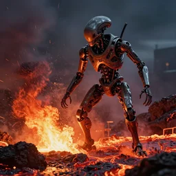 alien invasion robot lava fight by Emmanuel Lubezki