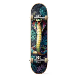 concept art of a skateboard design of a colorful cobra, digital art, highly detailed