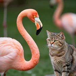 a flamingo - cat - hybrid with a beak, animal photography, wildlife photo