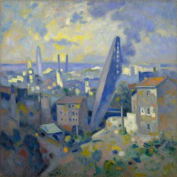 climate change and societal collapse, impressionist artpiece