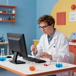 scientist building a computer in a colorful studio by rembrant trending on artstation