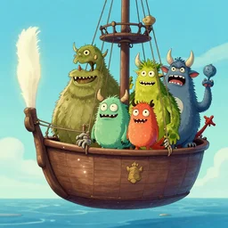 cartoon style, gondel ratio, monsters, art by ernst haeckel and daniel martin diaz