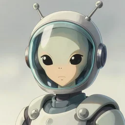 portrait of alien, helmet with clear glass visor and antennas, artstation, cartoon, elegant, highly detailed, digital painting, concept art, smooth, sharp focus, illustration, art by studio ghibli, makoto shinkai, don bluth, fujita goro, jean giraud, atey ghailan, akihiko yoshida, tom whalen, anton fadeev, 8 k