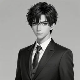 Levi Ackerman, elegant, 2d, ultra highly detailed, digital painting, smooth, sharp focus, artstation, black and white art by Ilya Kuvshinov