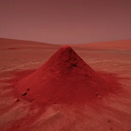 a desert made of crimson dust powder, isolated, creepy