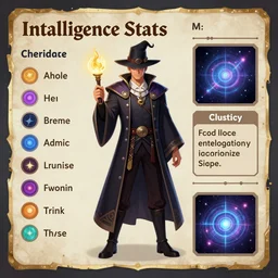 character creation sheet, magician, intelligence stats, cosmic, - n 4