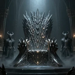 dark fantasy throne, inside the satan's hall, demon guards, ethereal, ominous, misty, volumetric lighting 8 k, cryengine, by h. r. giger and zdizslaw beksinski, elden ring