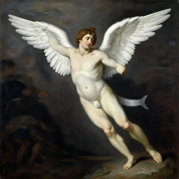 bauhaus style painting of “The Fall of Icarus” by Merry-Joseph Blonde