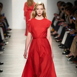 anya taylor joy fashion walk with red dress