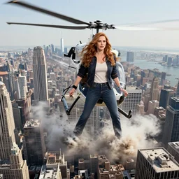 helicopter footage of gigantic christina hendricks destroying new york city