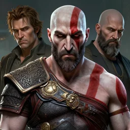 a highly detailed beautiful portrait of miles teller as kratos, by gregory manchess, james gurney, james jean
