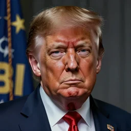 portrait of FBI arresting Donald Trump, bloody, intricate, headshot, highly detailed, digital painting, concept art, sharp focus