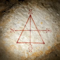 Newton's Law of Gravitation as a cave painting at Lascaux