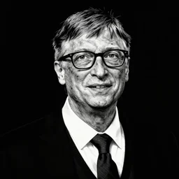 Bill Gates full body portrait, body horror, black and white Illustration by Junji Ito