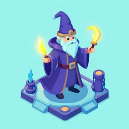 isometric futuristic wizard