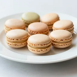 A delicious plate of French macarons, food photography, low angle photo, Michelin Star