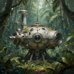 abandoned space research station in jungle, close up, wadim kashin, neil blevins, chris foss, vincent di fate, digital painting, xf iq 4, f / 1. 4, iso 2 0 0, 1 / 1 6 0 s, 8 k, raw, featured in artstation, octane render, cinematic, elegant, intricate, 8 k