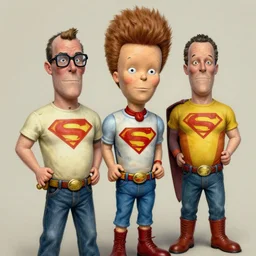 beavis and butthead as superheroes by dan mumford and gil elvgren, hyperrealism, highly detailed, intricate details