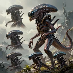 high resolution diagram showing the different stages of the xenomorph stages concept art, high detail, digital painting, illustration, octane render, unreal engine