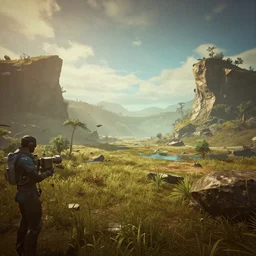 no man's sky videogame landscape, but it is a photograph, 3 5 mm lens