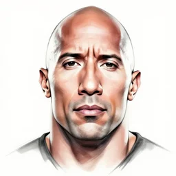 symmetrical facial portrait of dwayne johnson mad, abstract sketch