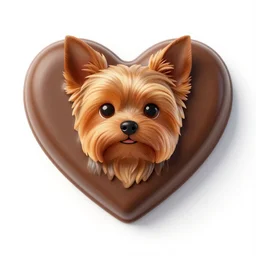 a heart shaped brown yorkshire dog made of chocolate